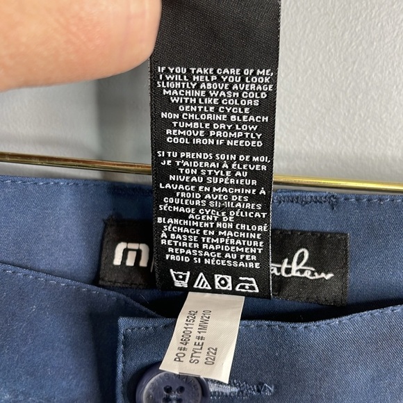 Travis Matthew Mens Dock Head Shorts Blue Black Flat Front Golf Performance 38 - Picture 9 of 11